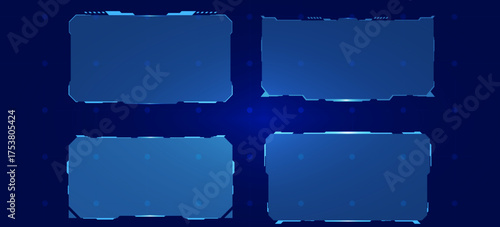 Set Futuristic HUD Text Box Frames Futuristic Vector Illustration
