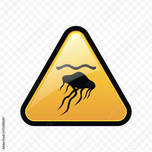Jellyfish danger warning sign for stinging marine life