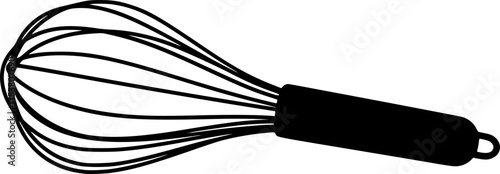 Black Vector Silhouette of Classic Kitchen Whisk - Cooking & Baking Tool	