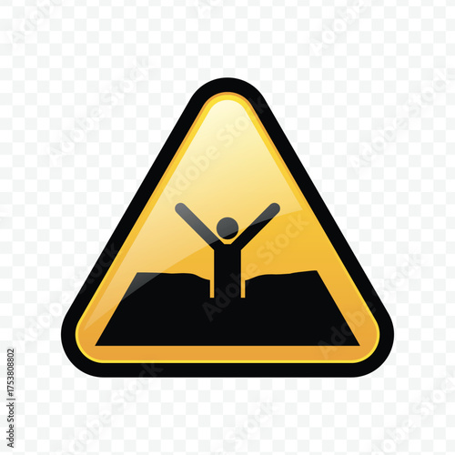 Quicksand or submergence hazard warning sign for soft ground