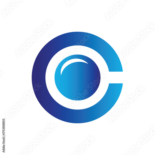 Modern logo design combining the letter C with a central circle element, symbolizing optics, camera, focus, or digital technology. Suitable for photography or surveillance