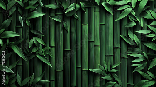 Lush Green Bamboo Forest Background with Vibrant Leaves Creating a Serene Natural Texture for Peaceful Designs and Organic Themes