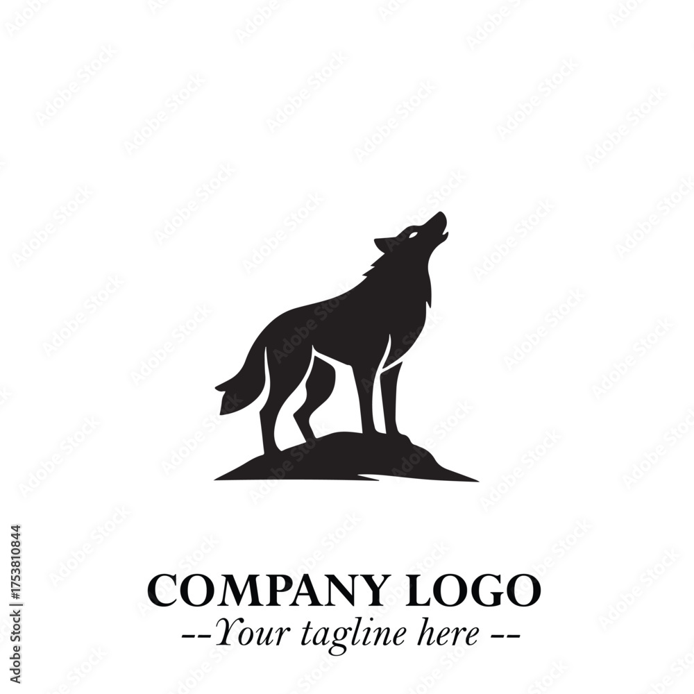 Naklejka premium Fierce Wolf Logo Symbol in Black with Bold Lines and Powerful Minimalist Modern Design