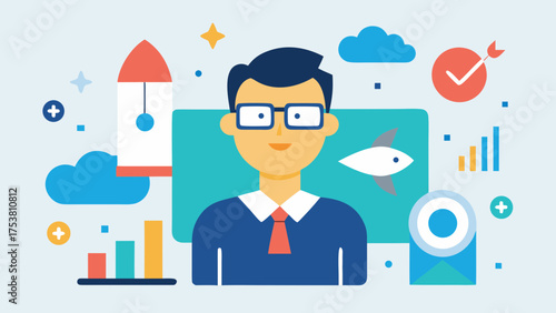 business man with business chart