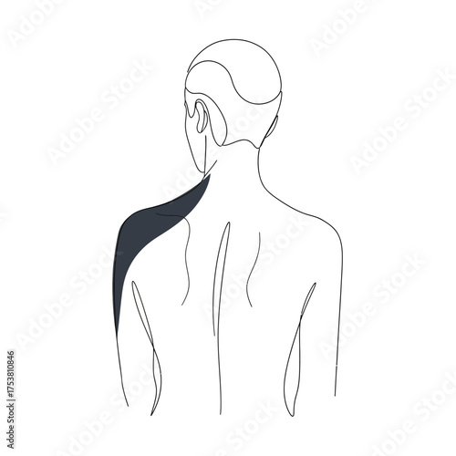 Woman with shoulder pain isolated on white background rear view of a woman with pain in her shoulder shoulder pain is a common condition that can be caused by a variety of factors