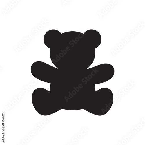 minimal teddy bear silhouette clipart seated plush toy logo vector for baby shower invitations ai eps