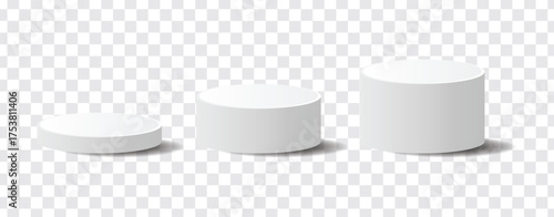 White 3D cylindrical podium display on transparent background