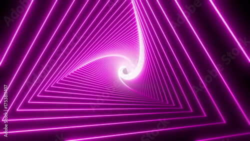 Dynamic neon pink tunnel of triangles. Perfect for abstract, futuristic, and creative video backgrounds and intros.