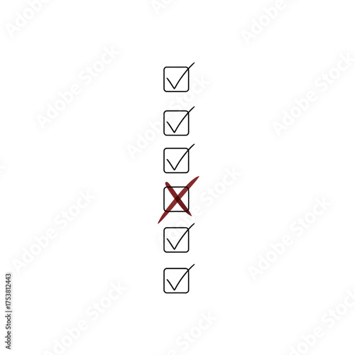 Checklist with cross mark isolated on white background task management, todo list, planning, and organization productivity, efficiency, and time management success and failure