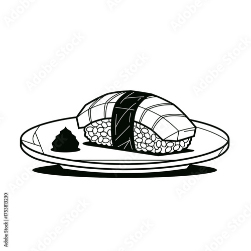 Salmon sushi isolated on white background japanese cuisine with rice and fish traditional asian food nigiri sushi with salmon vector illustration of salmon sushi