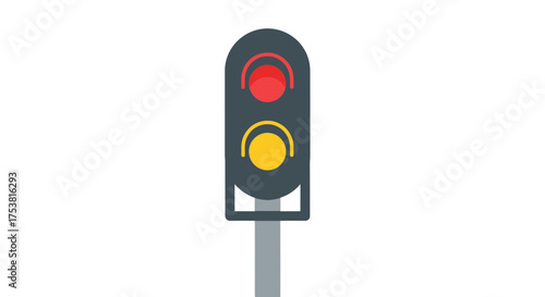 A Flat Vector Illustration of a Traffic Light Showing Red and Yellow