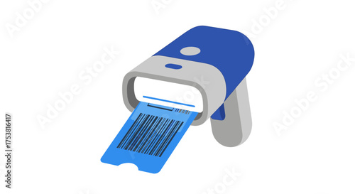 Barcode Scanner Reading a Ticket with Blue Colors and Simple Style