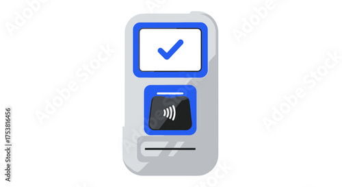 Contactless payment device with a verification checkmark for safe transactions