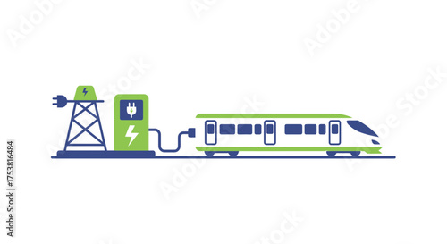 Electric train recharging, eco friendly transport of the future concept