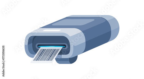 Illustrative barcode scanner, modern device for scanning product prices