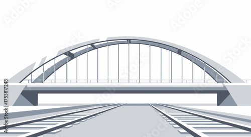 Monochromatic railway bridge illustration for transportation concepts