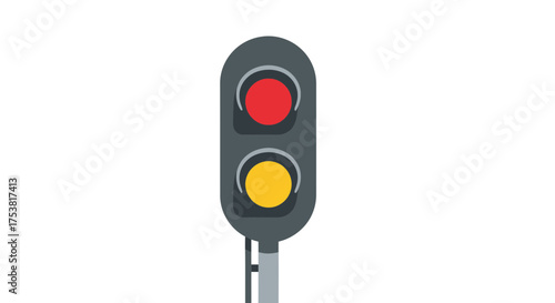 Stylized Traffic Signal with Red and Yellow Lights on a White Background
