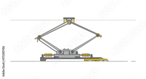 Stylized illustration of a pantograph trolley system, technical drawing