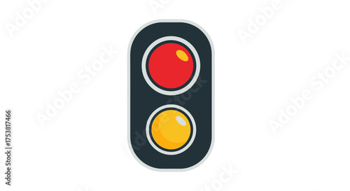 Traffic Signal Icon with Red and Yellow Lights on White Background
