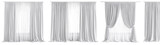 Multiple panels of sheer white curtains