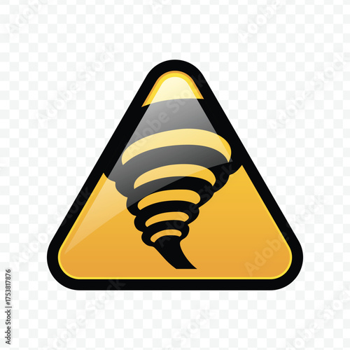 Tornado or severe twister weather hazard warning sign