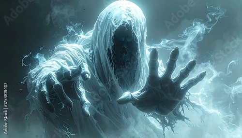 A ghostly specter reaches out towards you with its icy cold hand