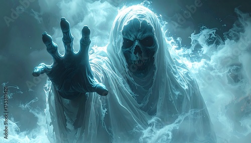 A ghostly specter reaches out towards you with its icy cold hand