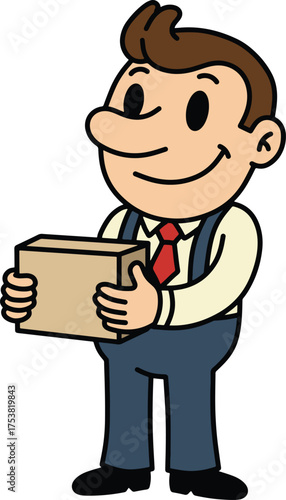 Smiling Worker Delivering a Package

