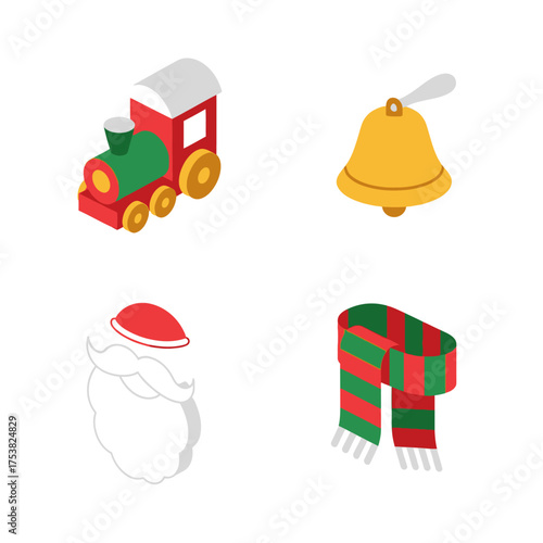 Festive Christmas Train Bell Santa Scarf Holiday Decorations for Celebration.