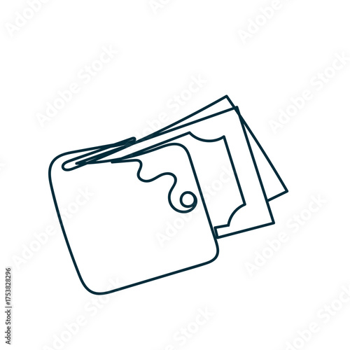 continuous line drawing doodle wallet and money