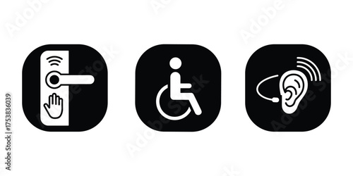 Accessibility Icons Set with Black Background