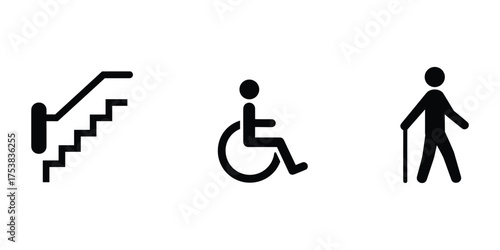 Accessibility Symbols for Disabled People Vector Illustration.