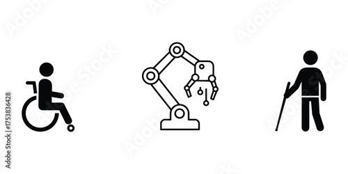 Assistive Technology and Disability Icons Vector Illustration.