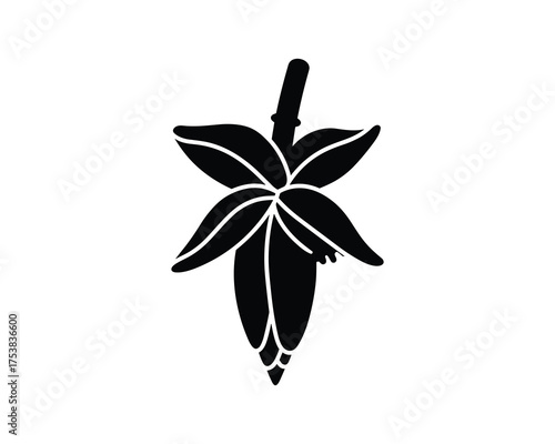 Banana Flower Blossom Black Filled Glyph Vector Illustration