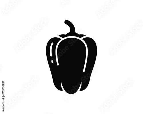 Bell Pepper Silhouette Black Icon Vector Illustration