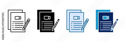 Script Writing Icon Set Multiple Style Collection