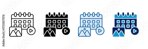 Content Calendar Icon Set Multiple Style Collection