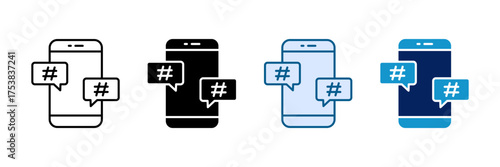Hashtag Icon Set Multiple Style Collection