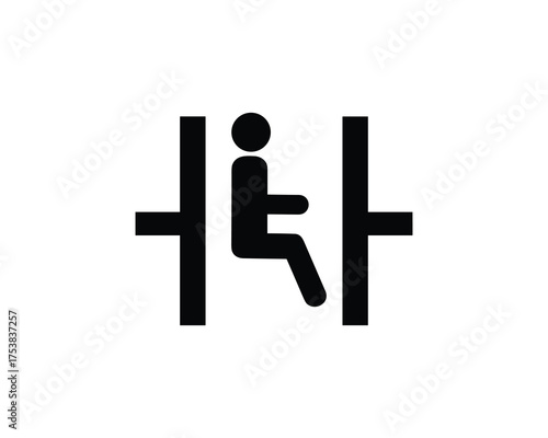 Black and white icon of a person using an elevator or lift, Vector Illustration