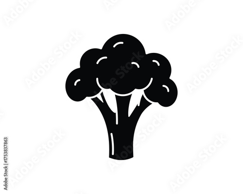 Broccoli Black Glyph Icon Vector Illustration