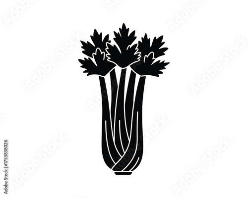 Celery Stalks and Leaves Black Glyph Icon Vector Illustration