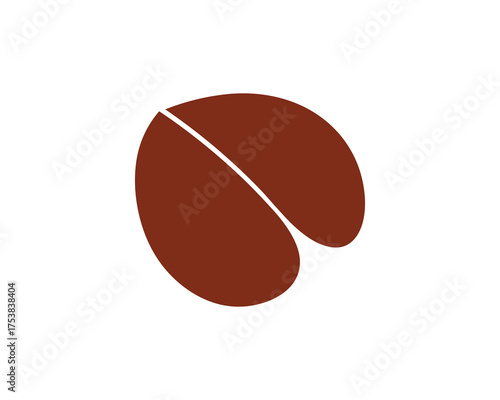 Coffee bean, brown silhouette, two halves Vector Illustration