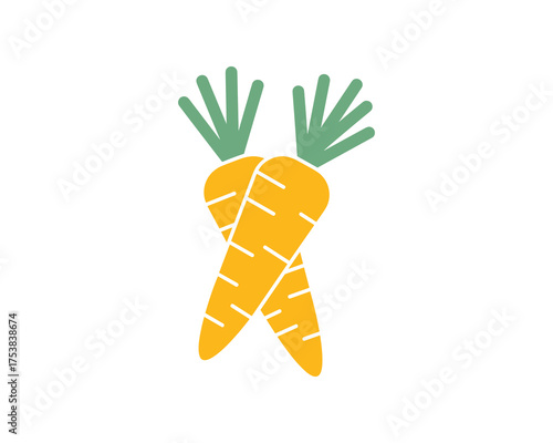 Crossed Carrots with Green Tops Glyph Icon Vector Illustration