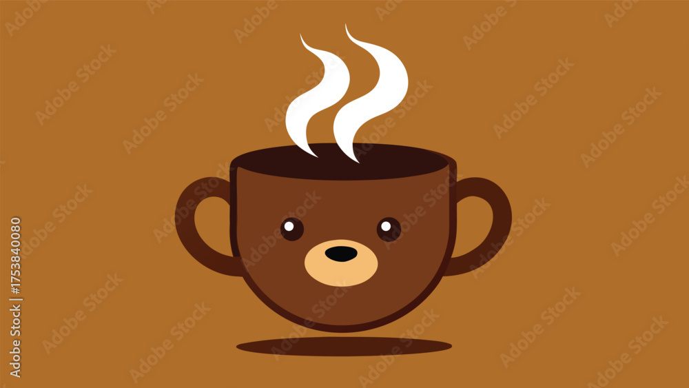 Obraz premium Vector art of adorable bearthemed coffee cup illustration with steam, perfect for a cute and comforting beverage