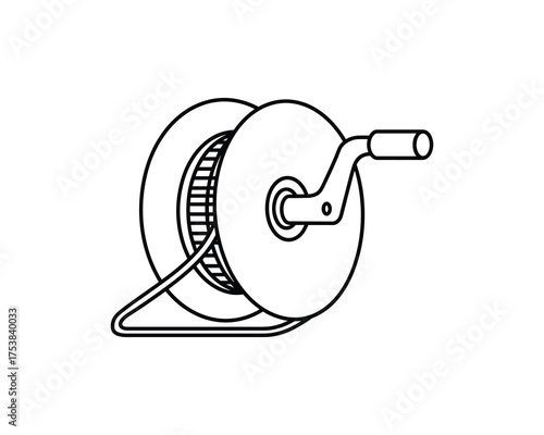 Hose Reel Outline Vector Illustration