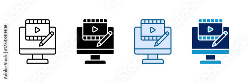 Video Editing Icon Set Multiple Style Collection