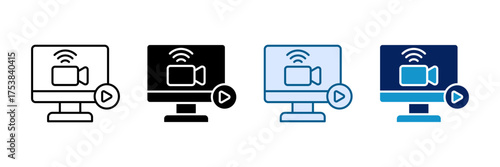 Live Stream Icon Set Multiple Style Collection