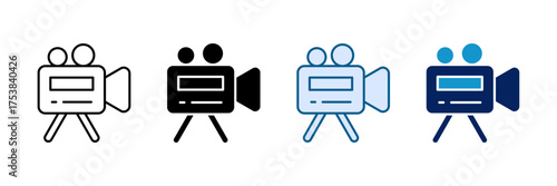 Video Camera Icon Set Multiple Style Collection