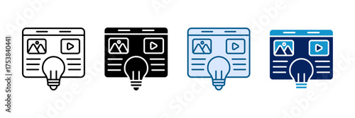 Content Idea Icon Set Multiple Style Collection