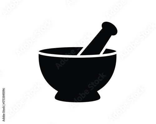 Mortar and Pestle Black Filled Glyph Vector Illustration